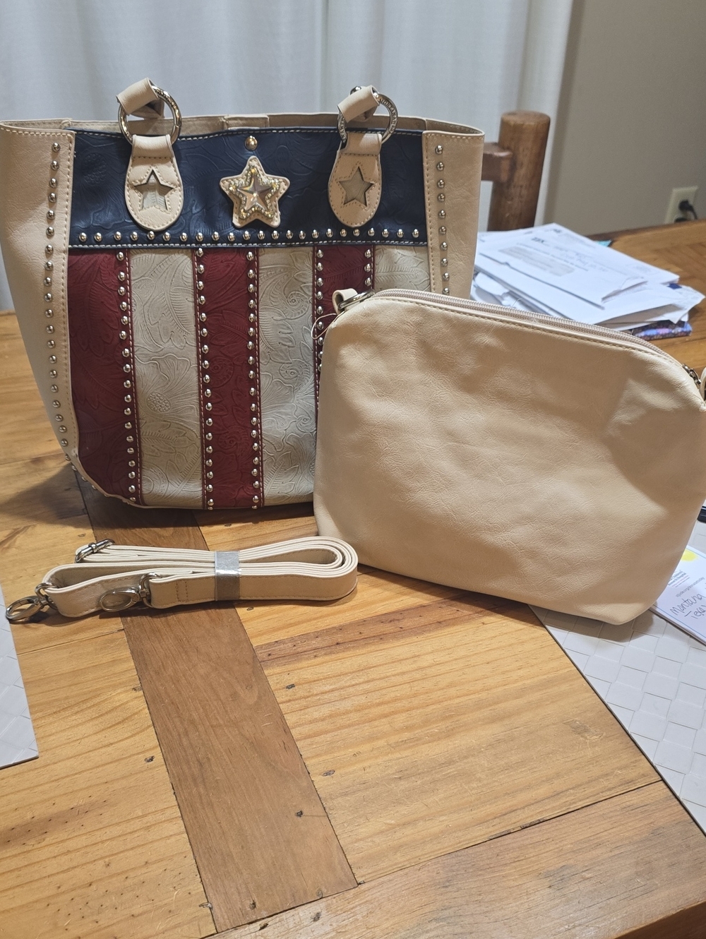BRAND NEW Montana West Leather Tote With Extra Bag And Extra Longer Strap.